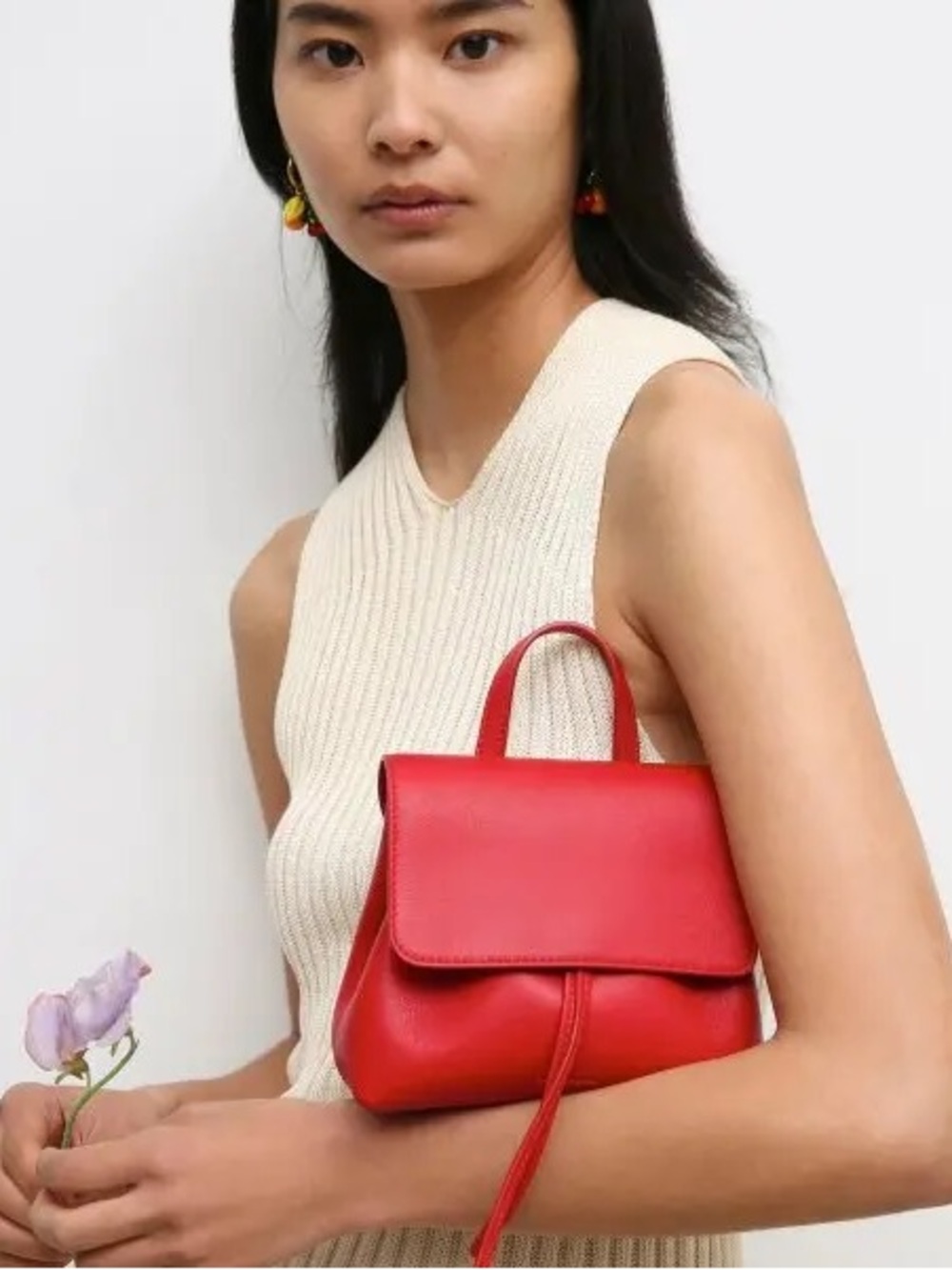 Mansur Gavriel Mini Soft Lady Cherry Red Brass Crossbody Bag
